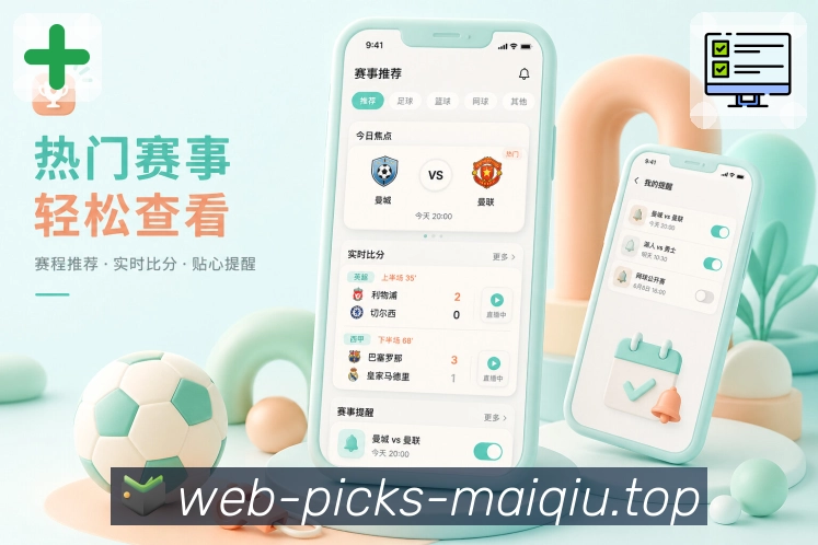 买球站App比赛发现页展示：热门推荐、主队关注、即将开赛和话题榜单
